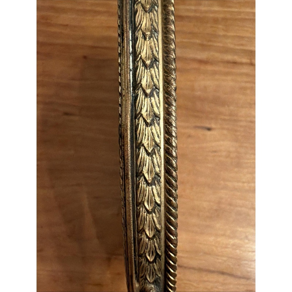 Antique Victorian Gilt Brass Vanity Set Mirror & Brush Matching Guilloché c.1900 - Picture 8 of 12